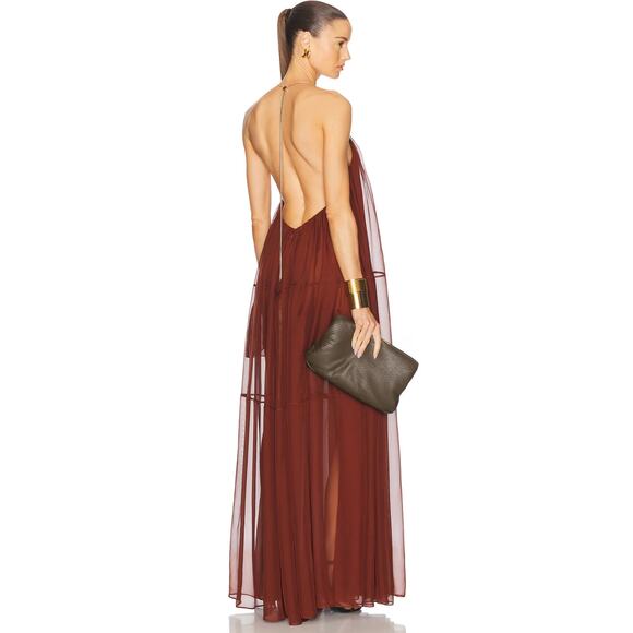 retrofete Arlet Chiffon Dress in Chestnut - Picture 4 of 16